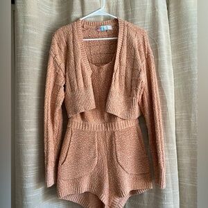 Free People Beach Tank Romper and Cardigan Small